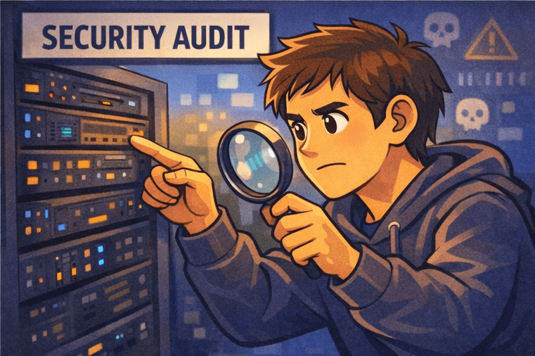 원격 개발 결과를 바로 반영하지 않고 검증과 승인 단계를 거치는 감사 흐름 개념도