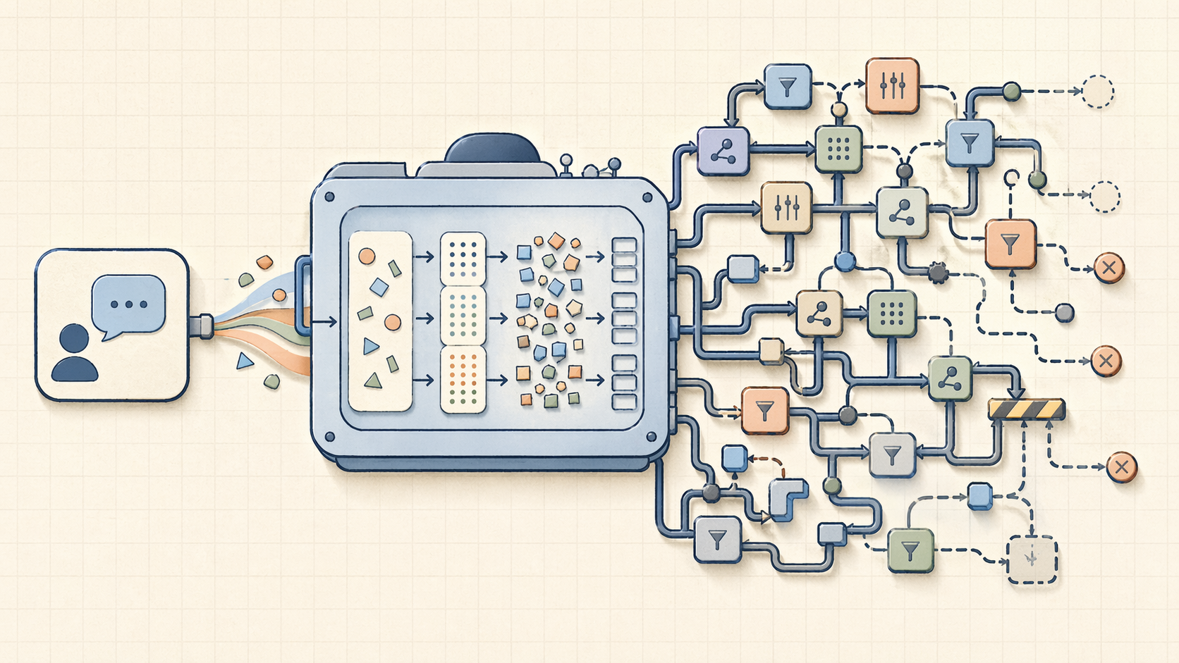 초기 에이전트 구조에서 플래너가 병목처럼 중심에 놓인 다이어그램